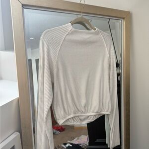 Project Social T White Ribbed Long Sleeve Top